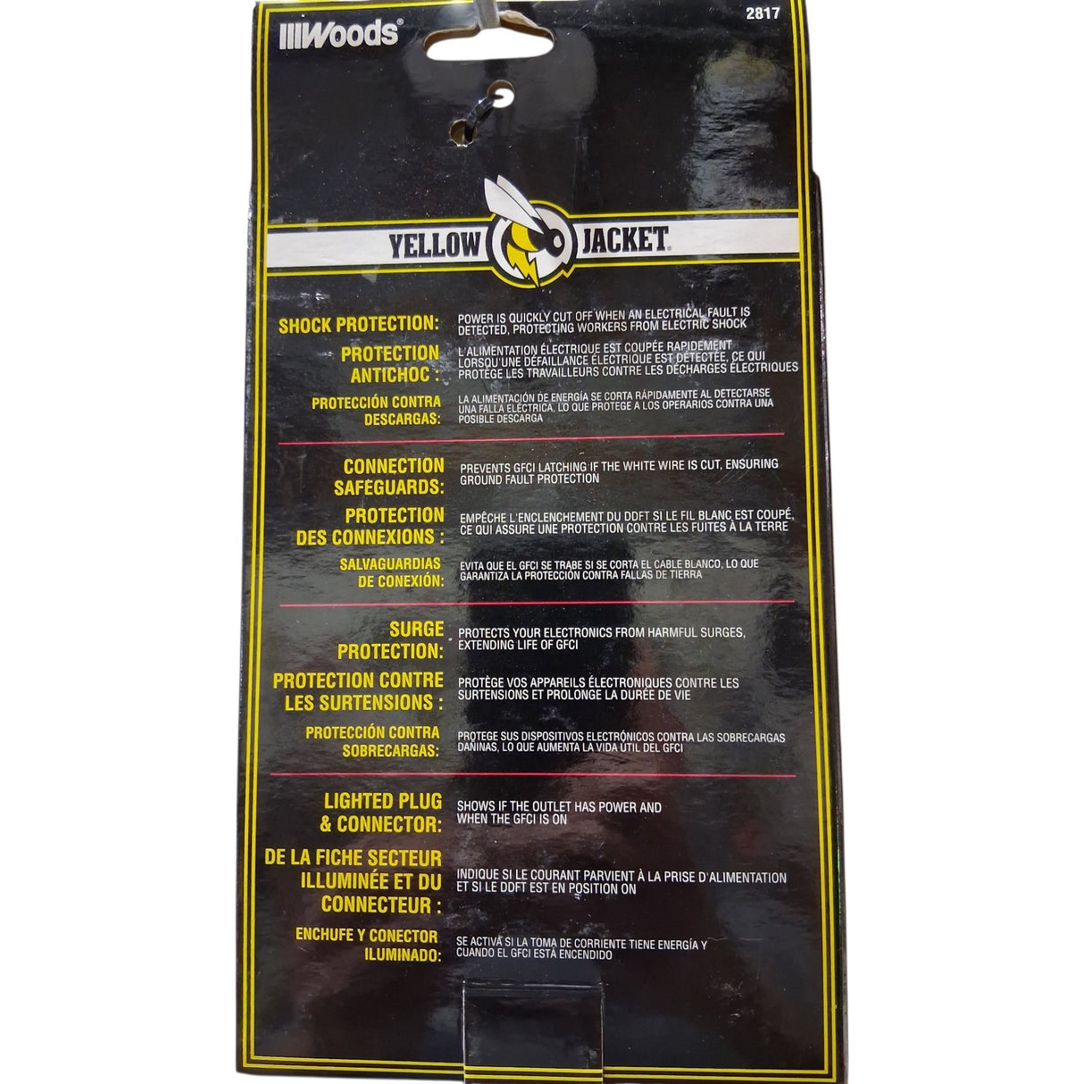 Yellow Jacket In‑Line GFCI — 2 ft. 12/3 SJTW Cord with Lighted Receptacle, Yellow - Image 2