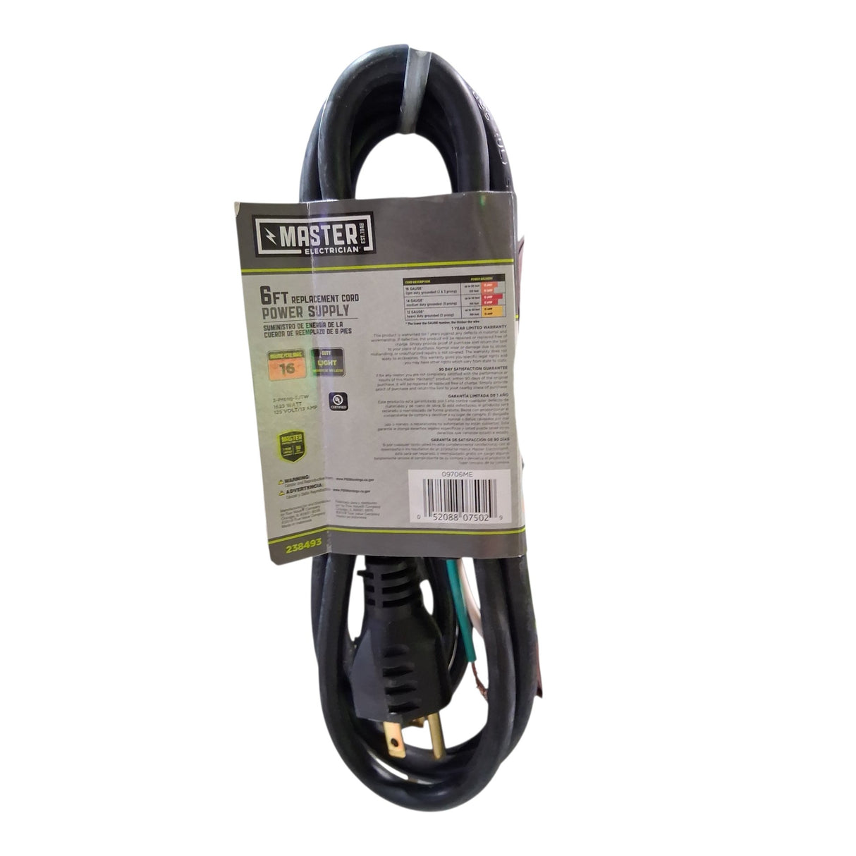 Master Electronics Master Electrician 09706ME 6 ft. Black Power Supply Replacement Cord - Image 2