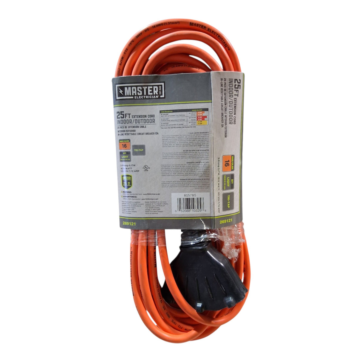 Master Electrician 02207ME 16/2 Outdoor/Indoor 25-Feet Extension Cord, Orange - Image 2