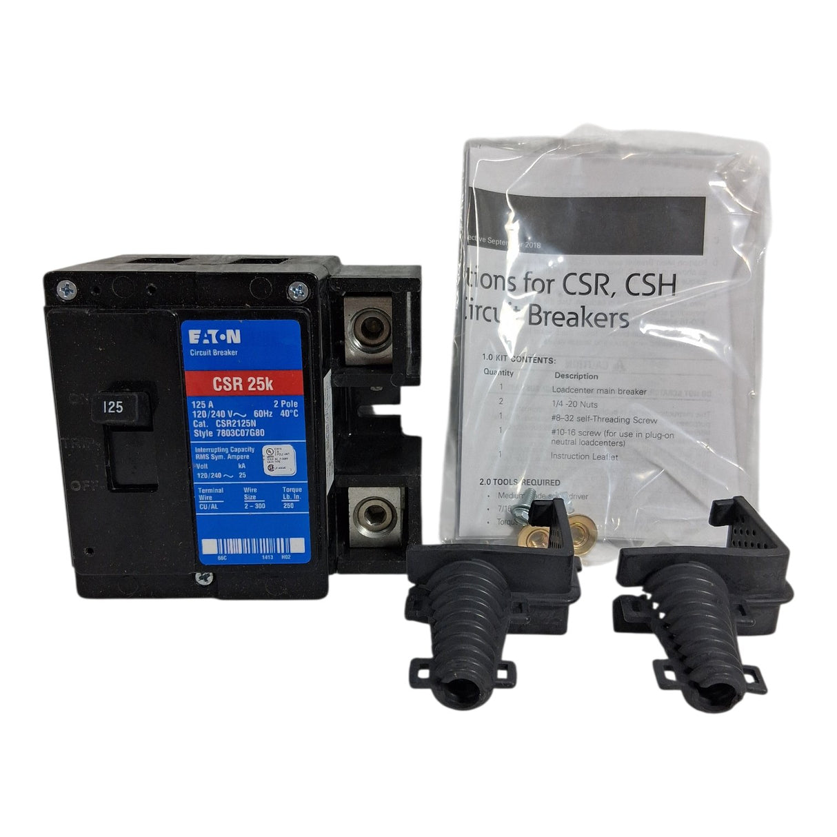 Cutler‑Hammer, CSR2125N, 125A, 2‑Pole, Thermal Magnetic, Circuit Breaker, 120/240V, 25kA - Image 1