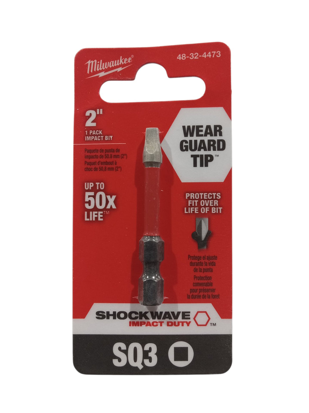 MILWAUKEE ELECTRIC TOOL 48-32-4473 Shockwave 2" Power Bit Square Recess #3 - Image 1
