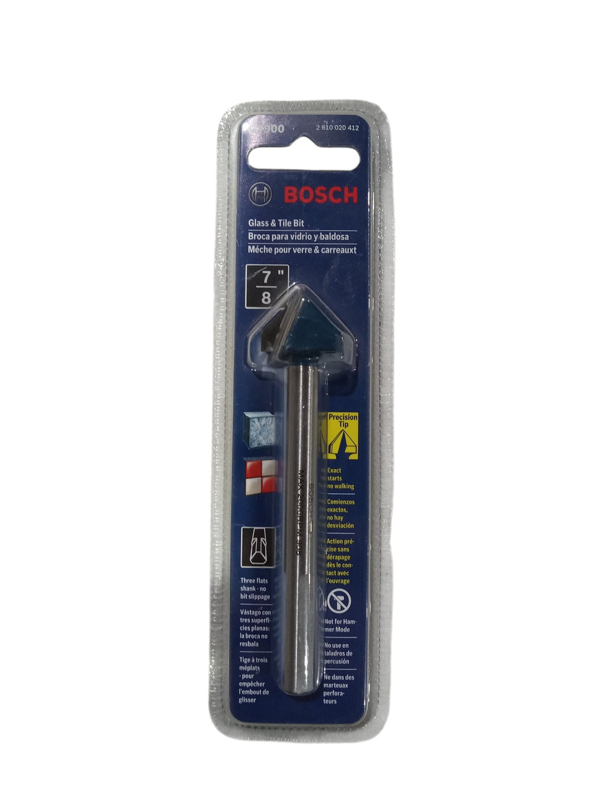 Bosch 7/8 in. Dia. x 4 in. L Carbide Tipped Glass and Tile Bit 3-Flat Shank 1 pc. - Image 1