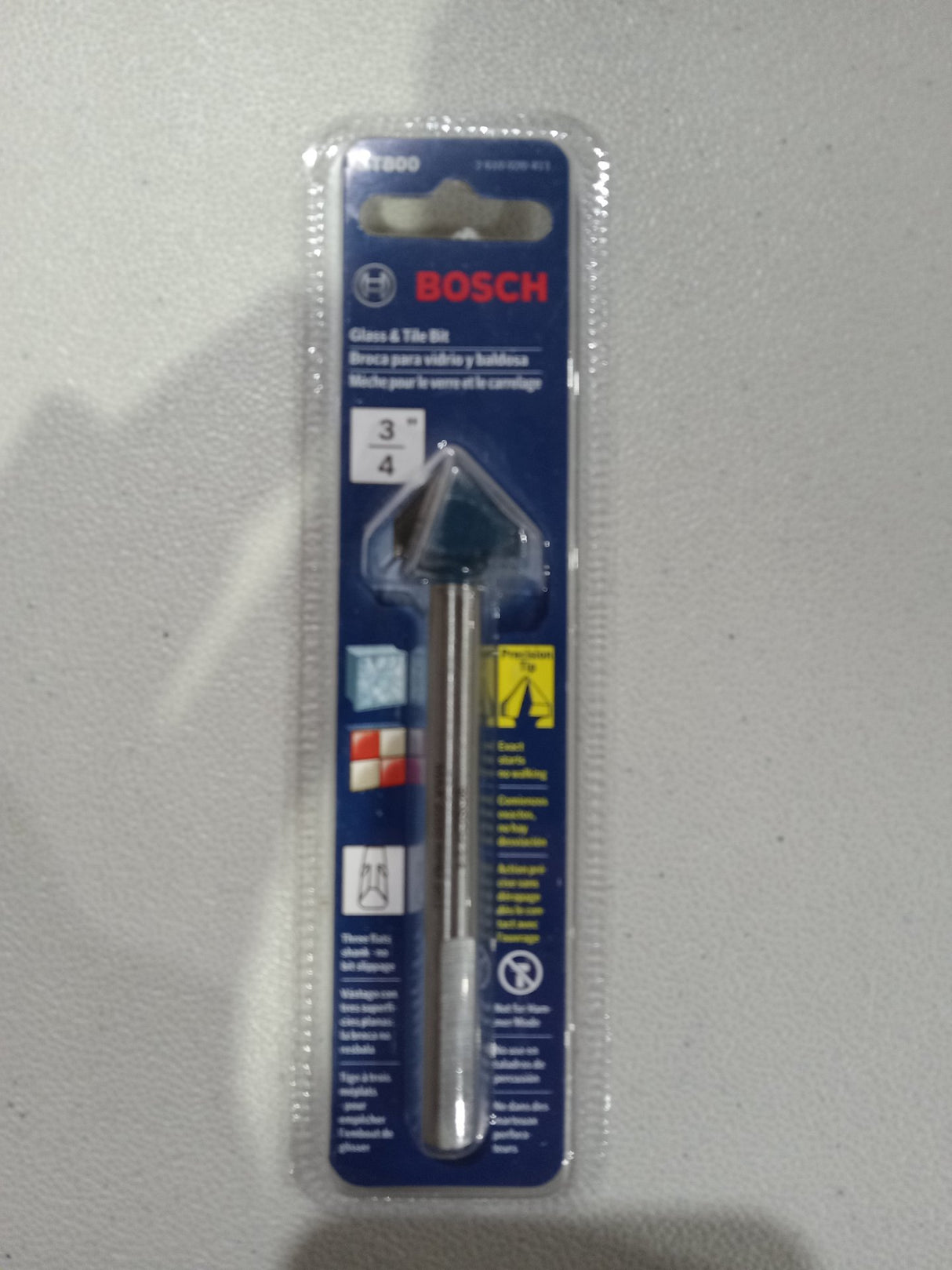 BOSCH GT800 3/4inch Carbide Tipped Glass, Ceramic and Tile Drill Bit, Silver (B001GNC8SC) - Image 1