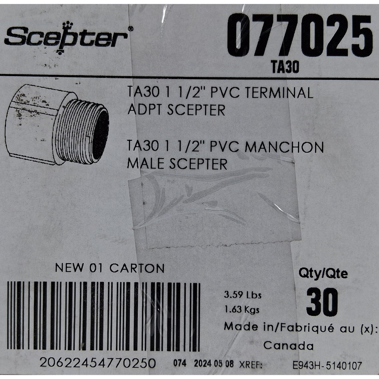 Scepter Ta30 1-1/2" Pvc Terminal Adapter - Image 2