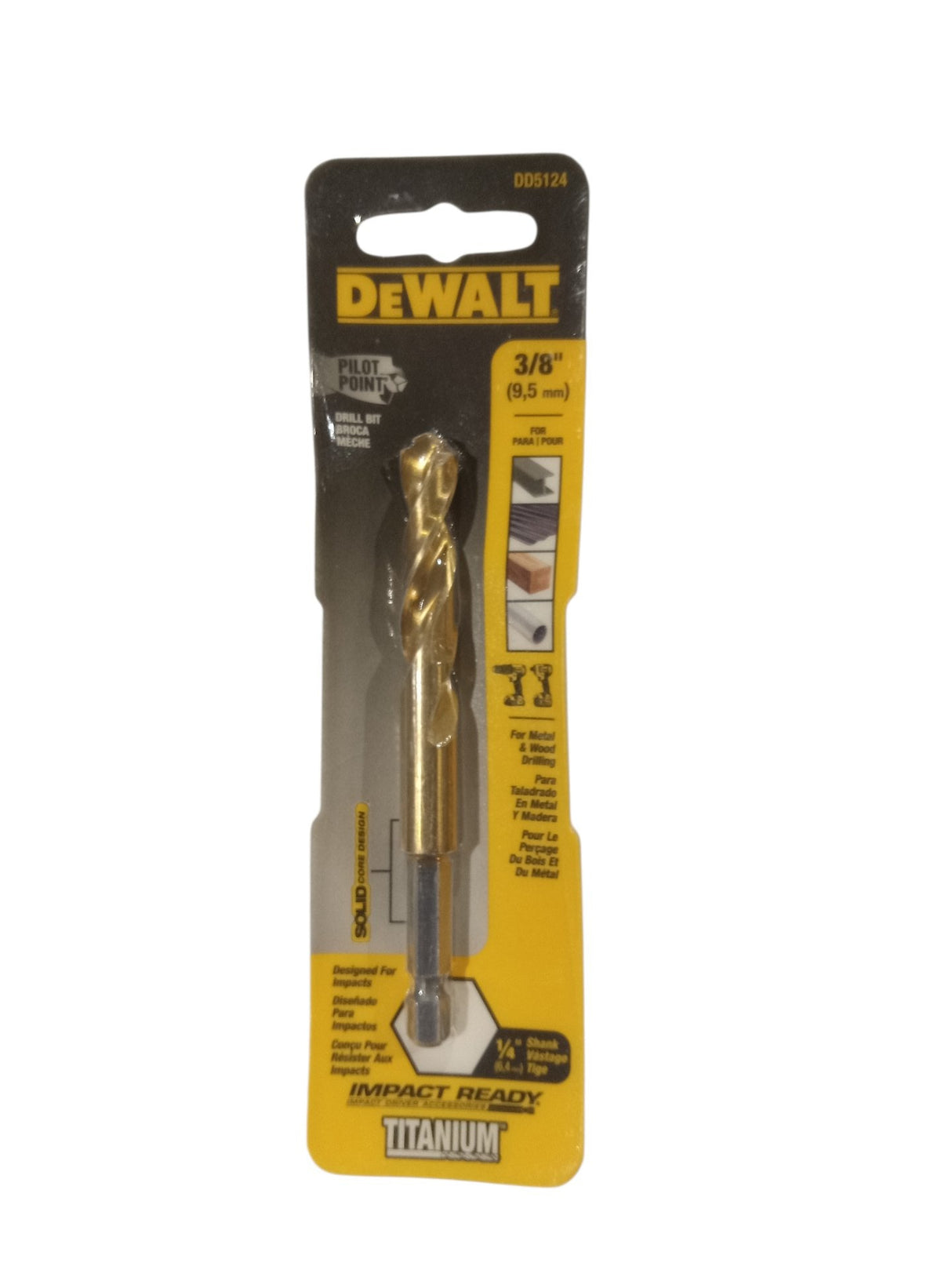 Dewalt, DD5124, Titanium, Impact Drill Bit, 3/8-In. - Image 1