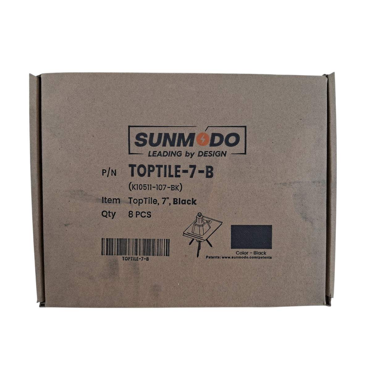 SunModo TOPTILE‑7‑B — 7" TopTile Deck Mount, Black - Image 1
