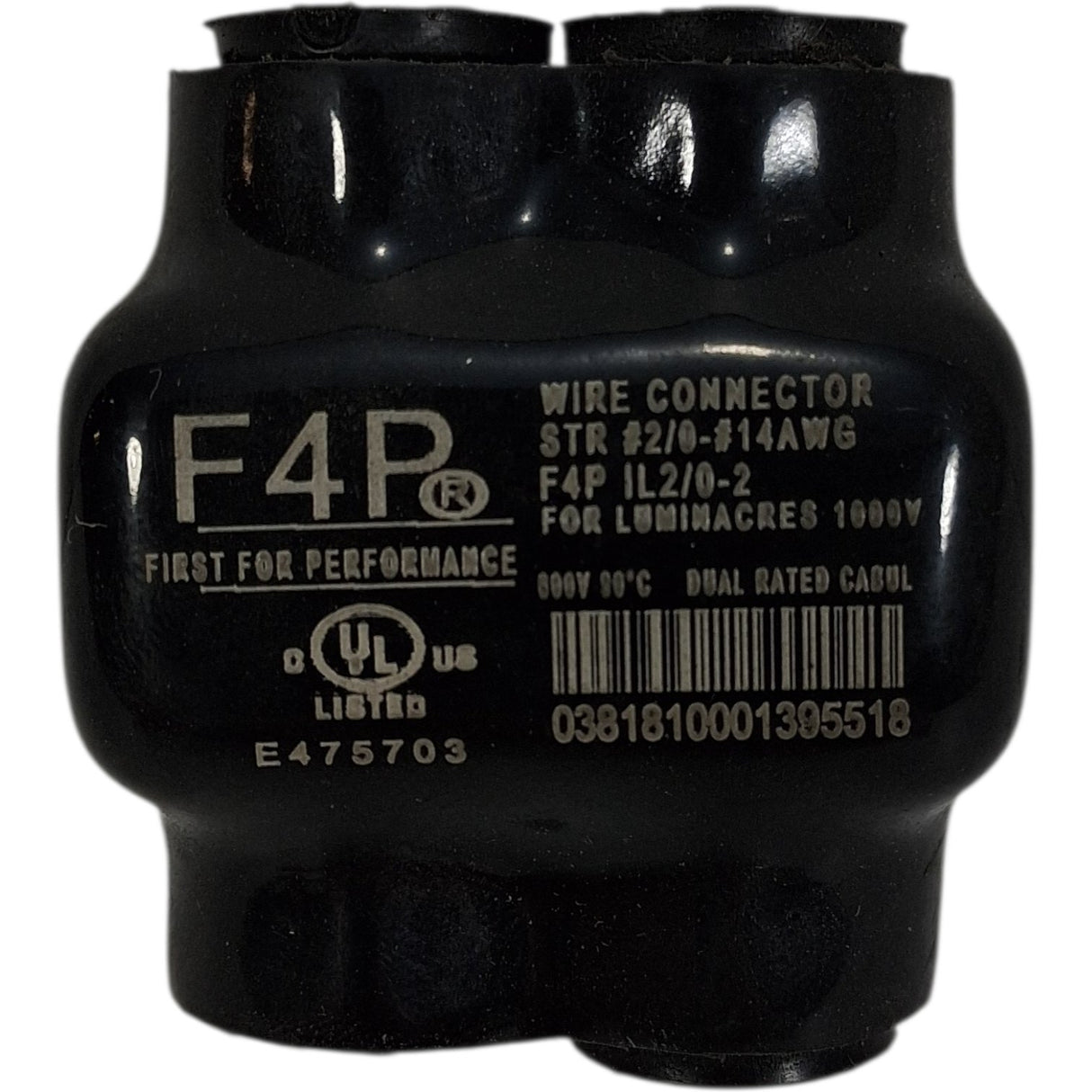 F4P IL2/0‑2 — 2/0 AWG 2‑Port Dual‑Entry Insulated Aluminum Wire Connector - Image 1