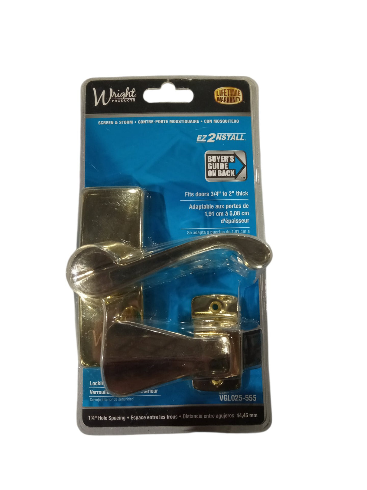 Wright Products VGL025-555 Georgian Screen & Storm Door Latch Polished Brass - Quantity 1 - Image 1