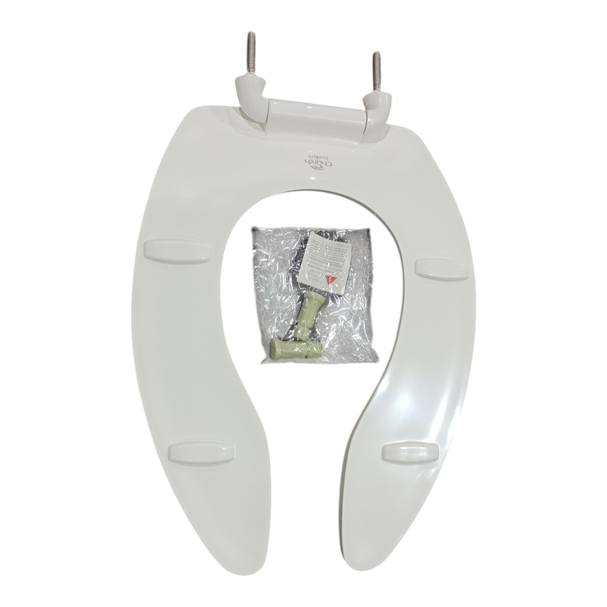 Church, 9500SSCT, Elongated, Open, Front Less, Plastic, Toilet Seat, Sta-Tite - Freeman Liquidators