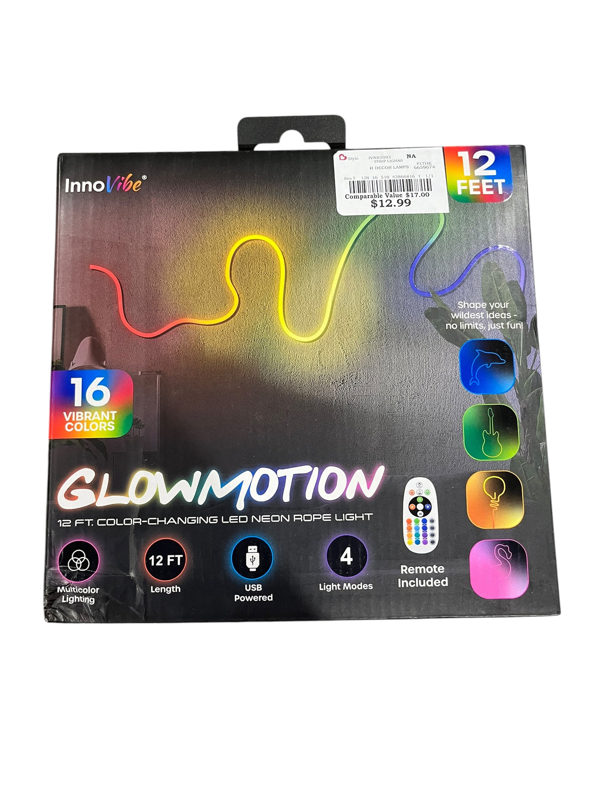 Glowmotion, Color Changing, LED, Neon Rope Light, 12ft