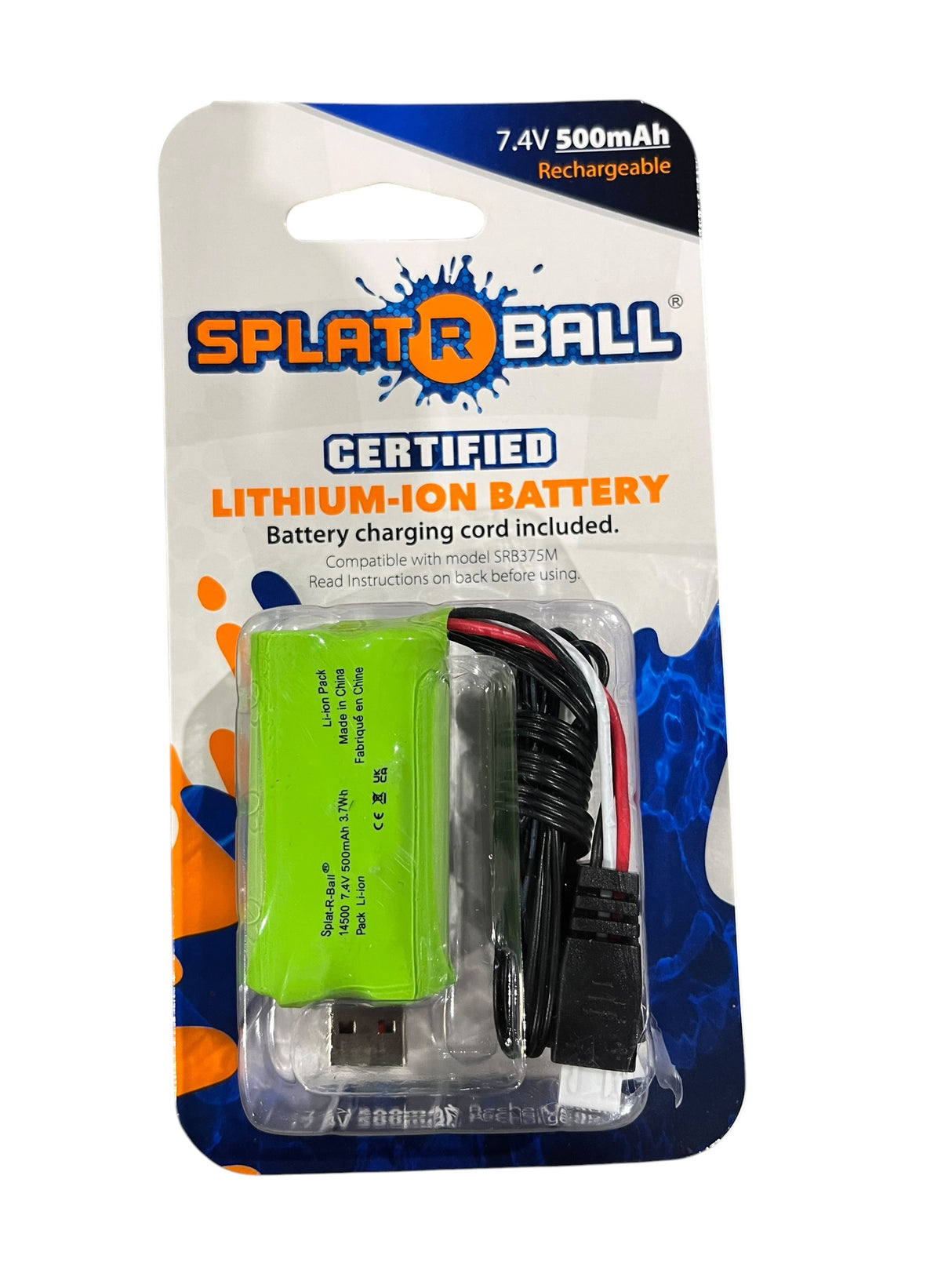 Splat R Ball, Lithium-Ion, Rechargeable, Battery, 7.4V