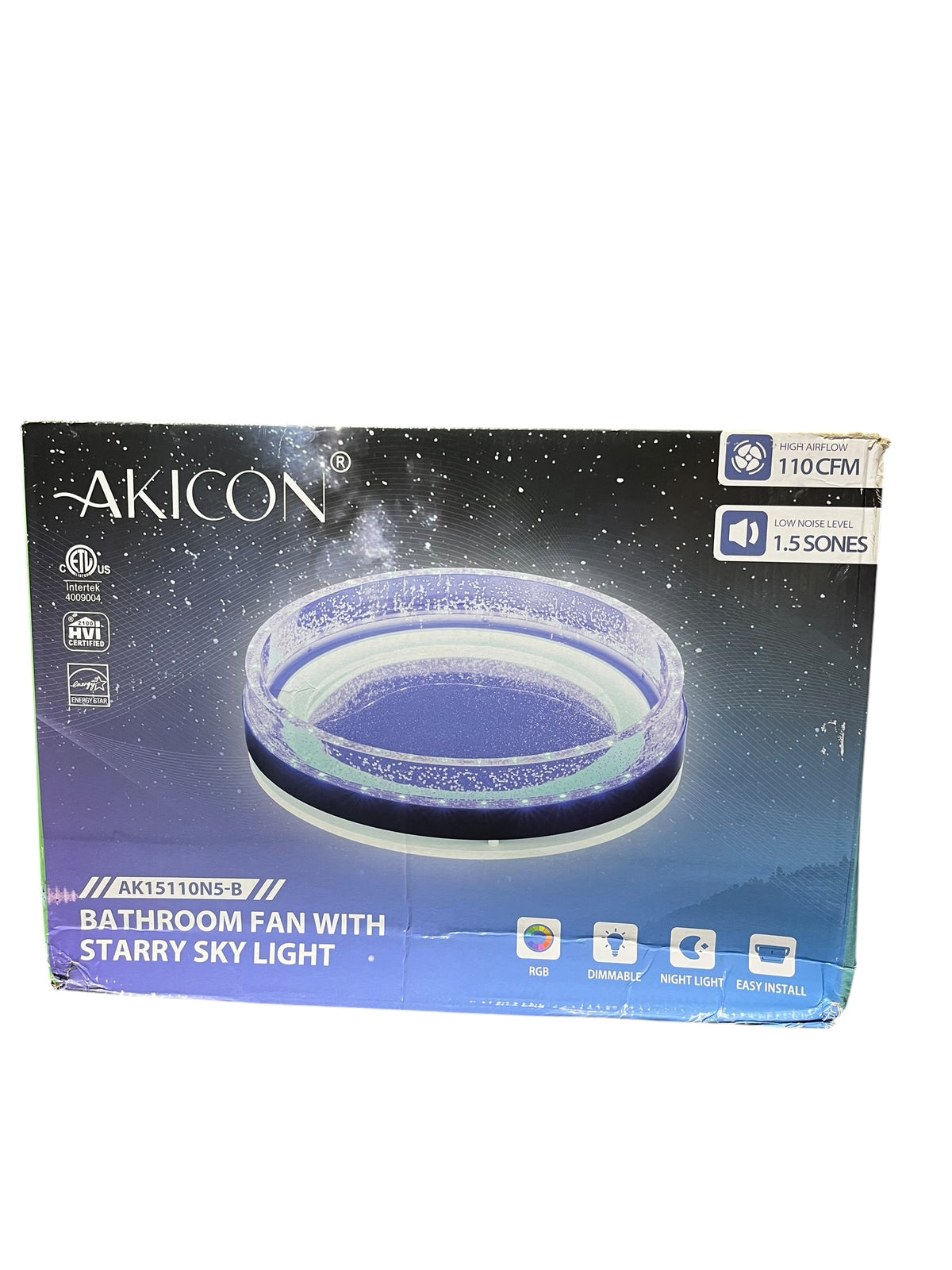 Akicon, AK15110N5-B, Bathroom Fan, Starry Sky Light, Black