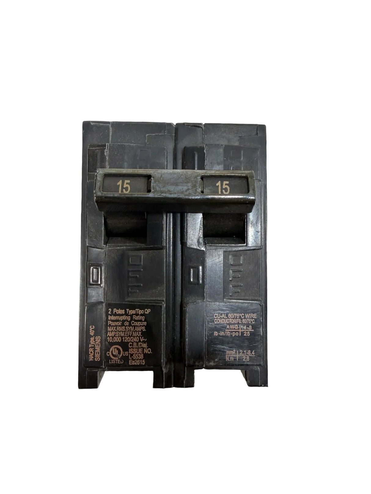 Siemens Industry Q215 2-Pole 15 Amp 120/240 VAC 10 kA Circuit Breaker - Image 2