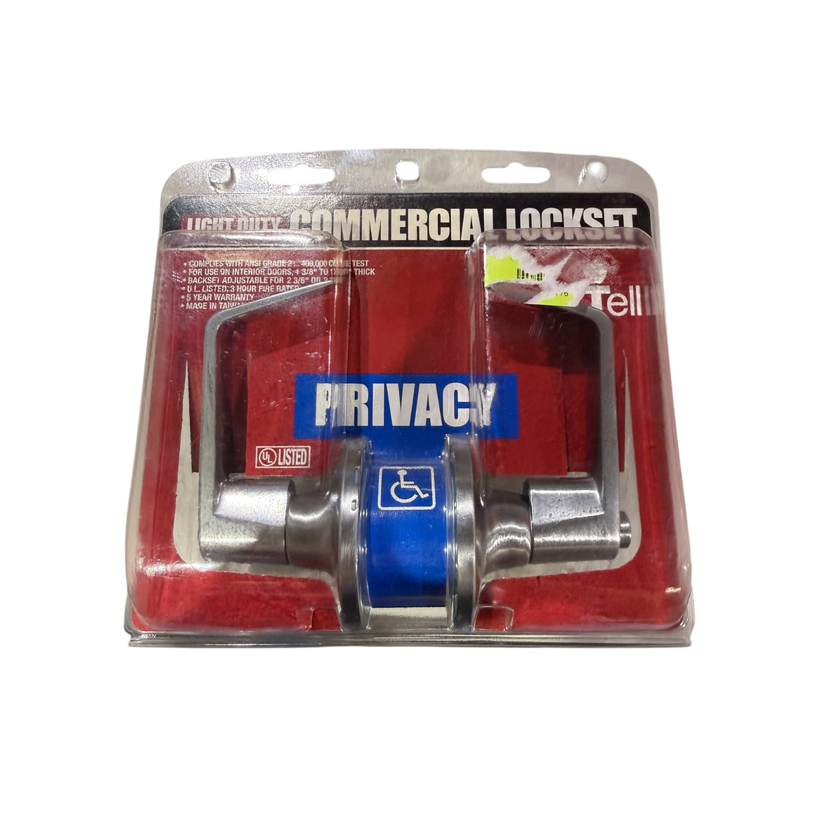 Tell Manufacturing CL100199 Satin Chrome Light-Duty Commercial Privacy Lever - Image 1