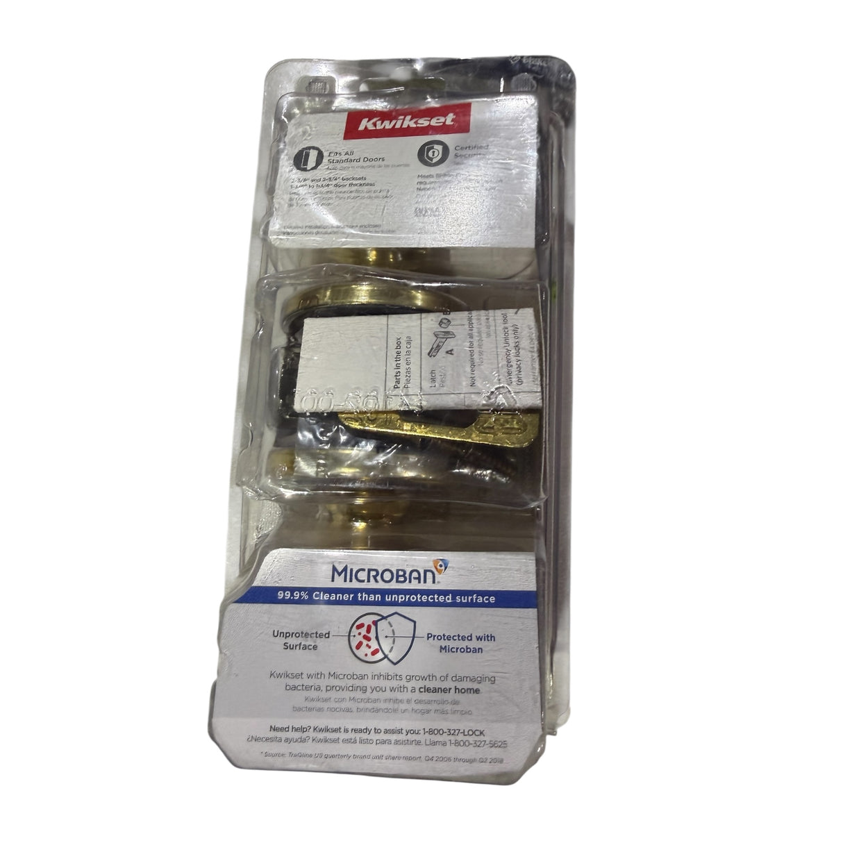 Kwikset Polo Polished Brass Steel Passage Door Knob 3 Right or Left Handed - Image 2