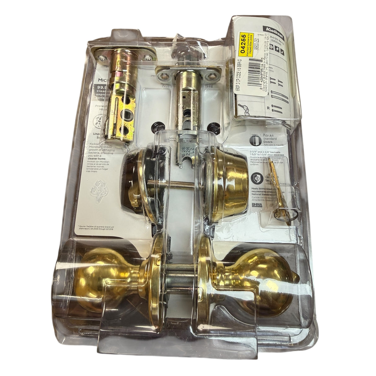Kwikset 690 Polo Entry Knob and Single Cylinder Deadbolt Combo Pack in Polished Brass - Image 2