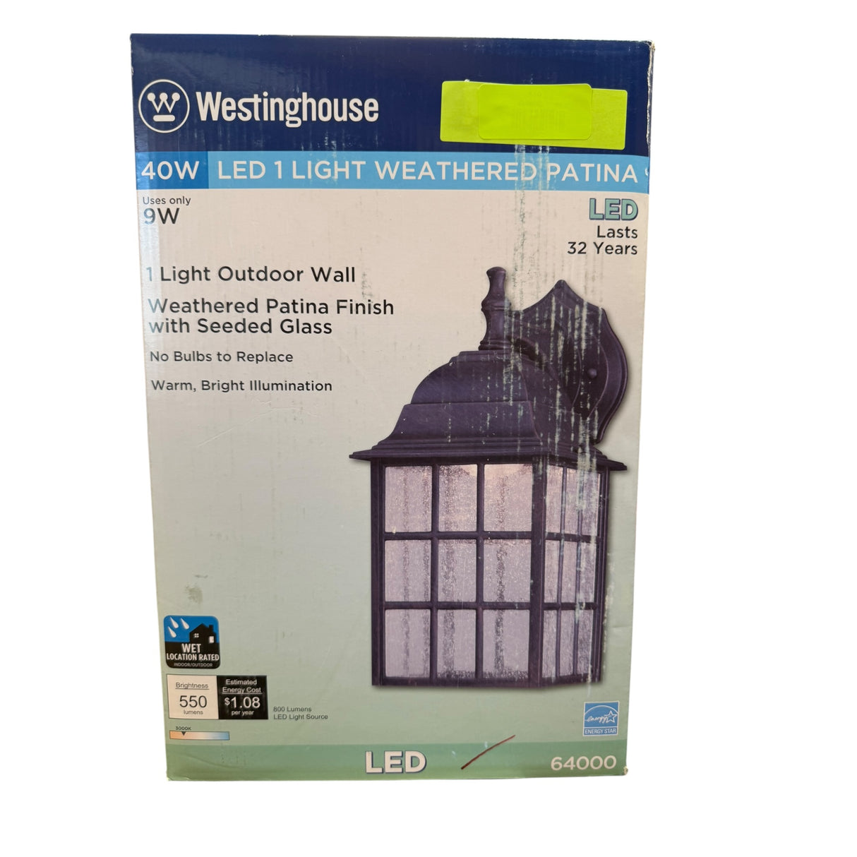 Westinghouse Lighting Corp 9W Pat LED Wall Lantern - Image 1
