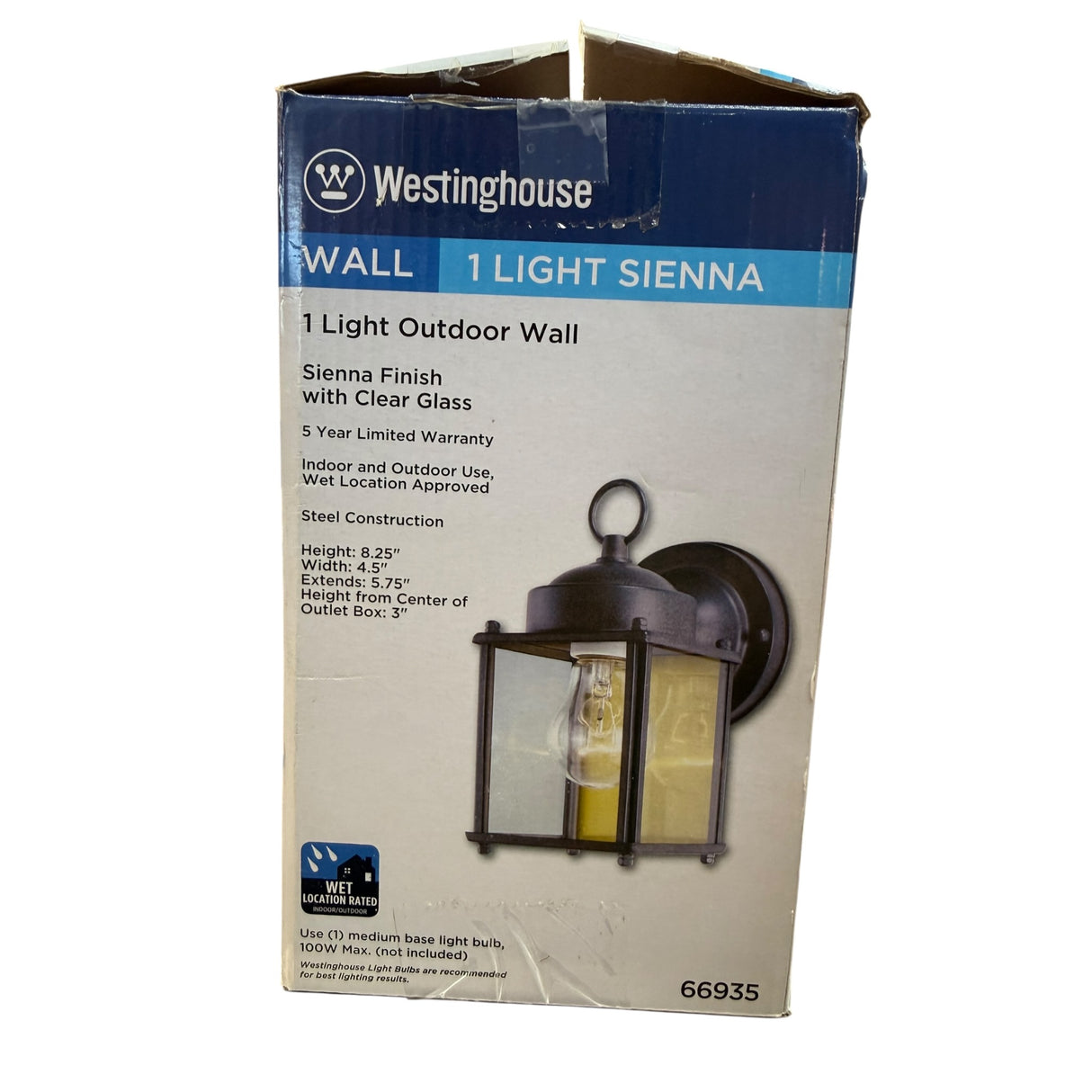 Westinghouse Outdoor Wall Lantern A19 B13 8-1/4 In. Sienna Box Bx - Image 2