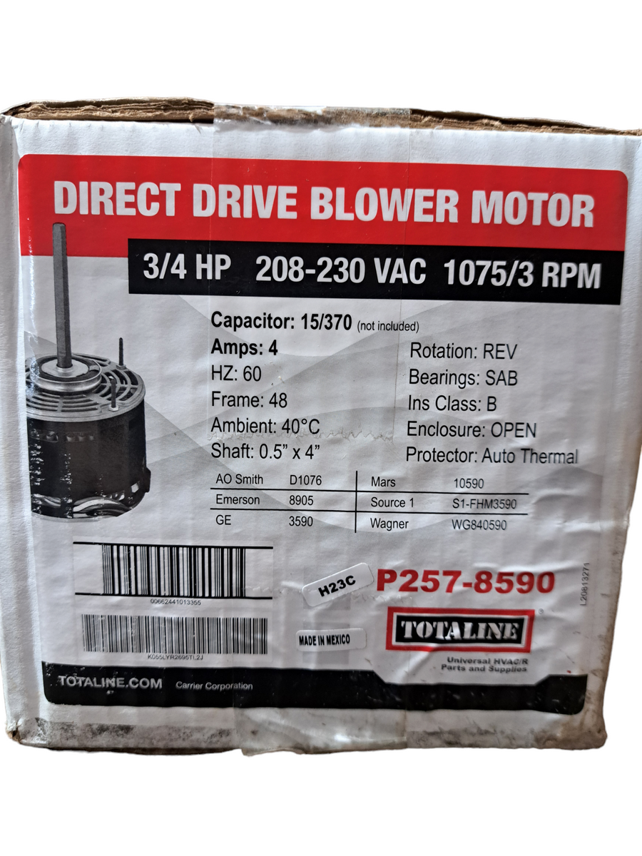 Carrier, P2578590, Totaline, Direct Drive, Blower Motor, 3/4 HP, 208