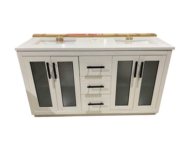 Craddlebrook 60 in. W x 22 in. D x 34 in. H Double Sink Bath Vanity in White with White Engineered Stone Top - 15VVA-CRAD60-166FY - In Store Pick-Up Only - FreemanLiquidators - [product_description]