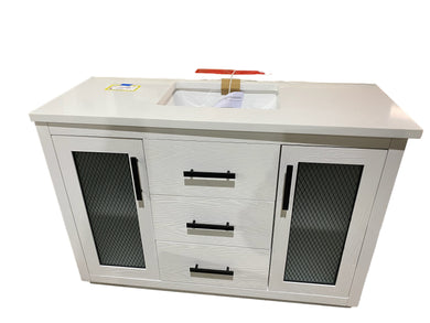 Craddlebrook 48 in. W x 22 in. D x 34 in. H Single Sink Bath Vanity in White with White Engineered Stone Top 15-VVA-CRAD48-166FY IN STORE PICK-UP ONLY - FreemanLiquidators - [product_description]