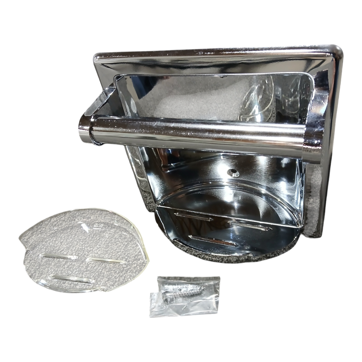 Donner Royal, Chrome Bathroom Accessories, Recessed, Soap, Holder, Grab Bar - Freeman Liquidators