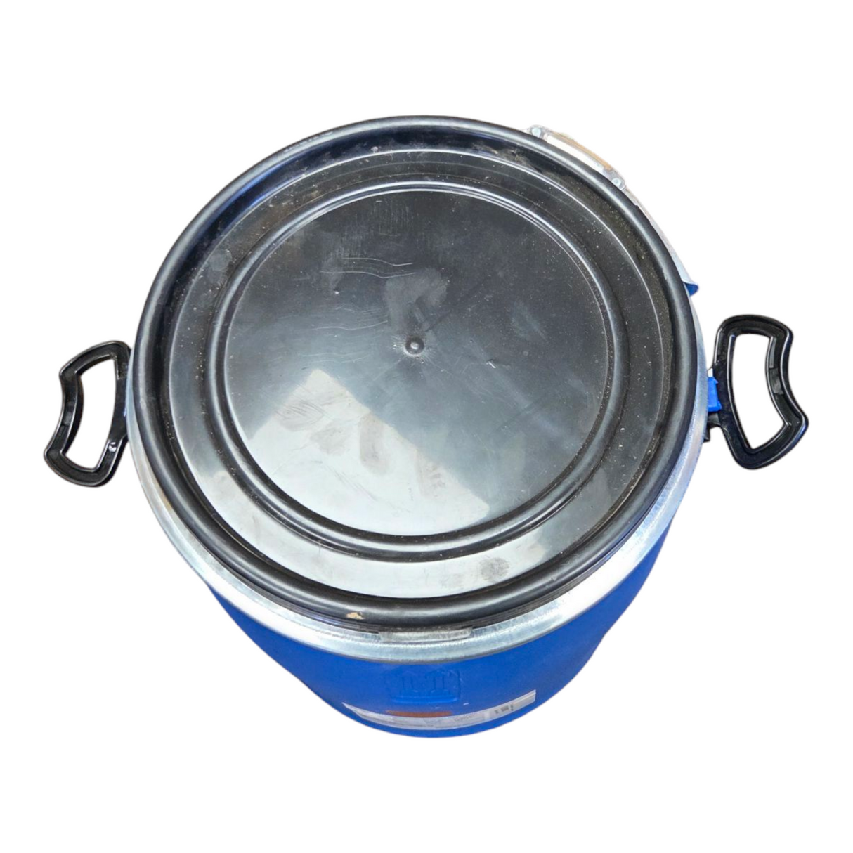 15 Gallon Blue Plastic Barrel w/ Lid open top $27.50- IN STORE PICKUP ONLY - Freeman Liquidators
