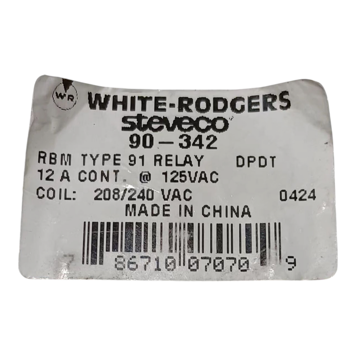 White-Rodgers, Steveco, 90-342 RBM Type 91, Relay - Freeman Liquidators