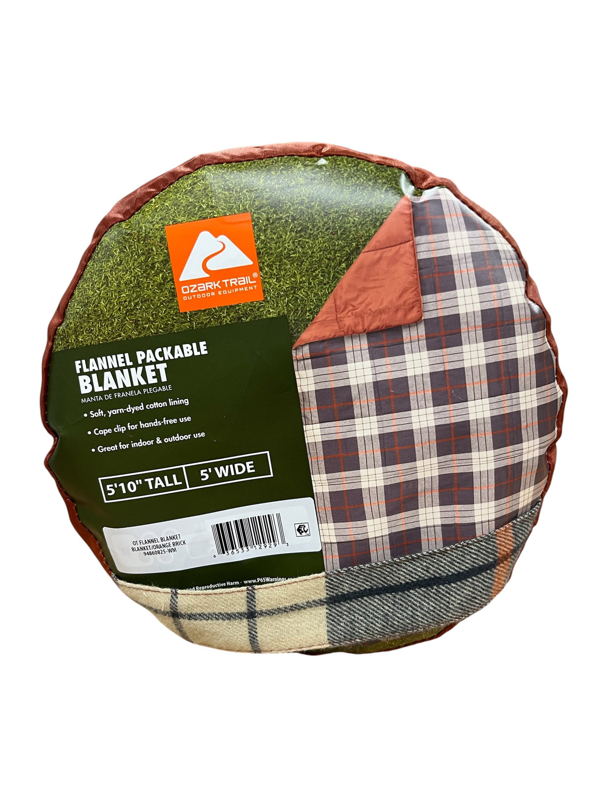 Ozark Trail, Flannel, Packable Blanket, 70"x60", Orange Brick