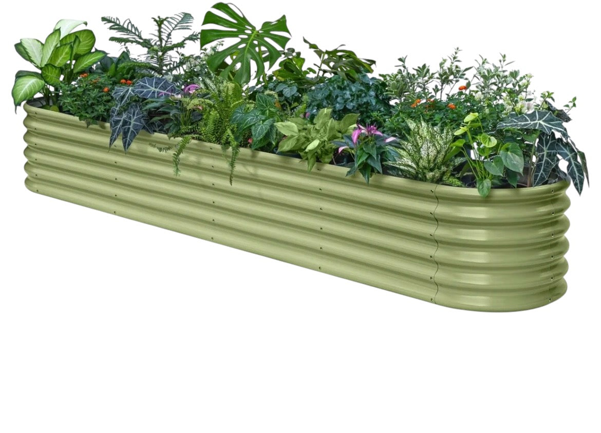 Annoell, Galvanized, Raised Garden Bed, 10x2x1.5ft, Moss Green