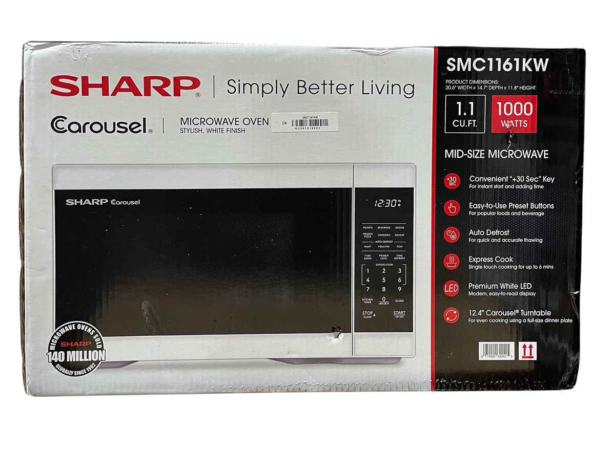 Sharp, Carousel, SMC1161KW, 1.1 Cu. Ft., Microwave, White