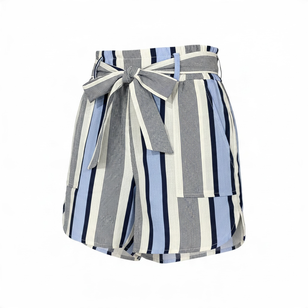 Classic Concepts, Women’s, Linen Shorts, Blue Stripe