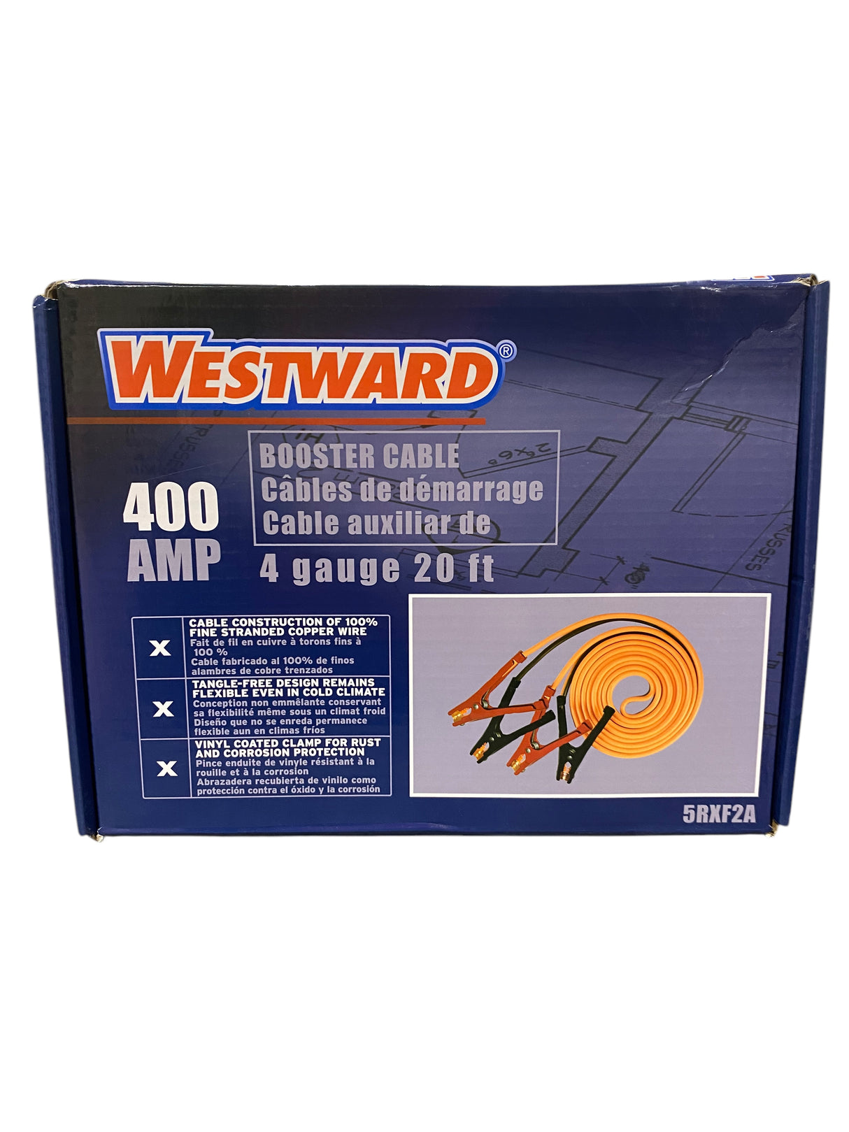 Booster Cable, 400 amp, 20 Ft, Std Jaw, 5RXF2 - Freeman Liquidators