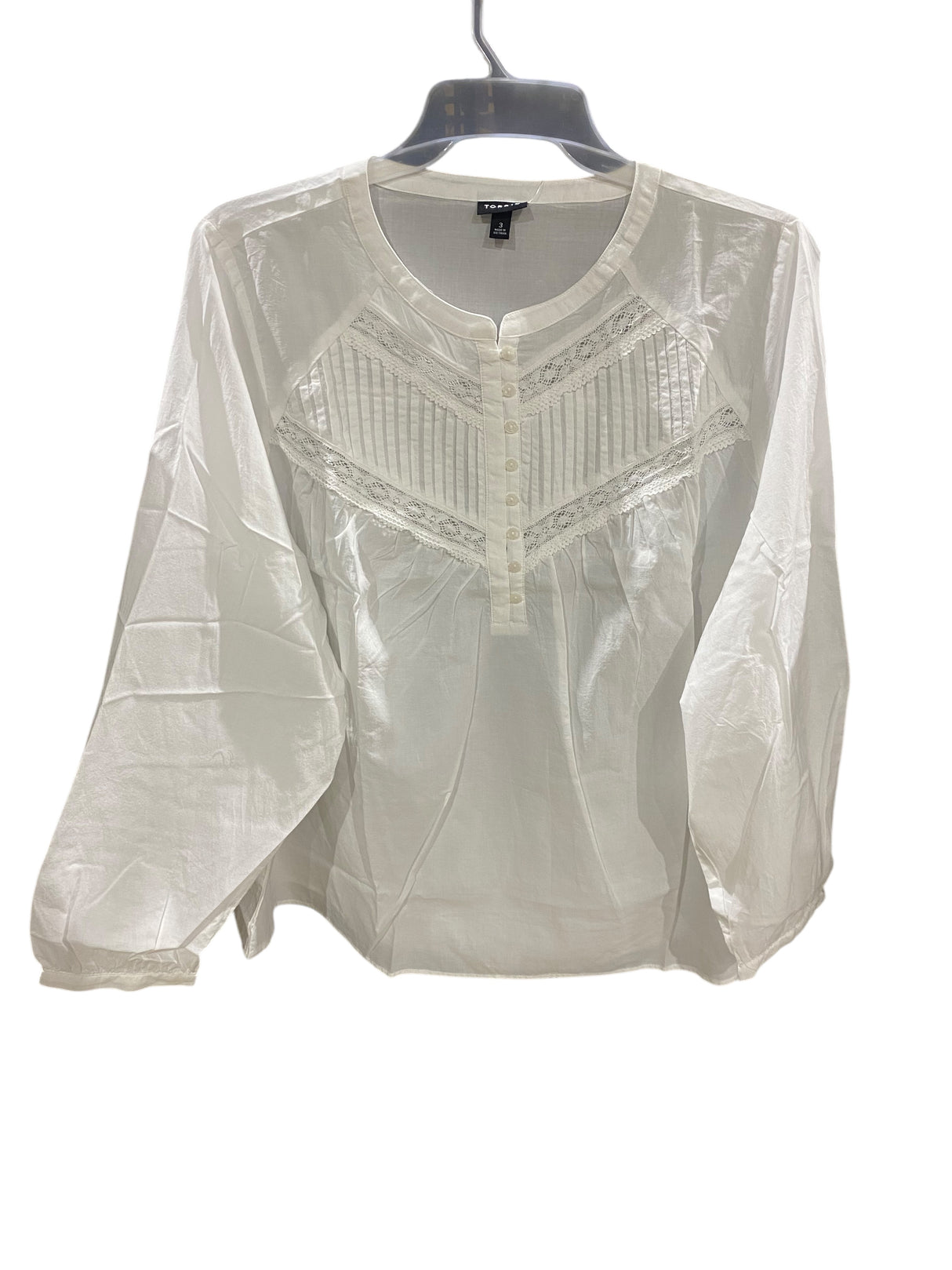 Torrid, Women's, Voile, Relaxed, Long, Sleeve, Blouse, White - Freeman Liquidators