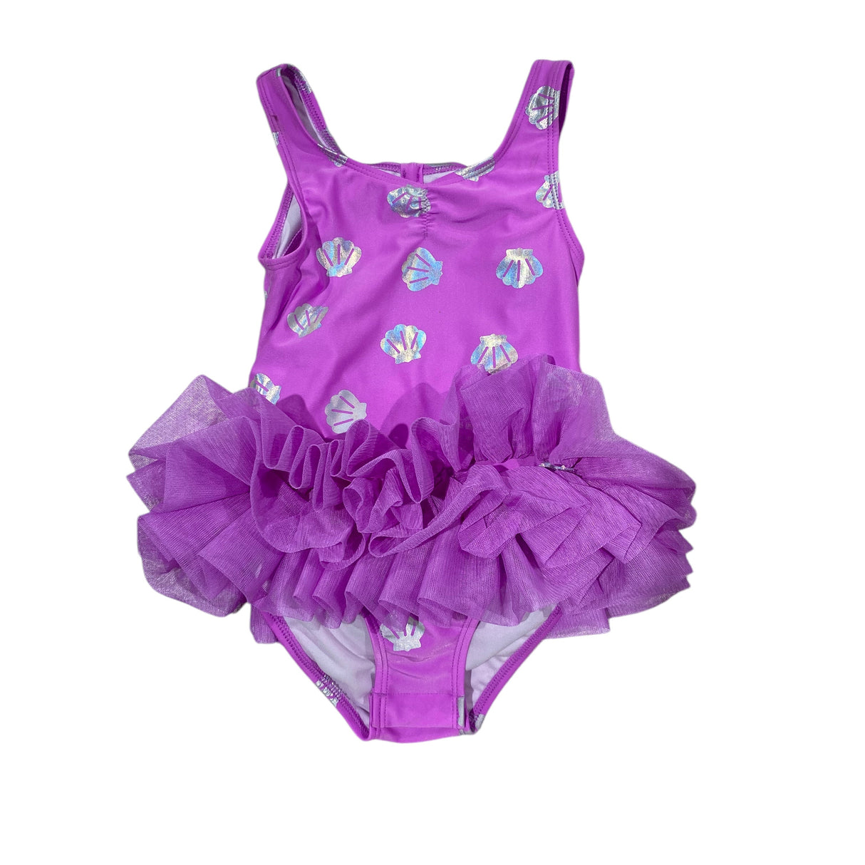 Cat & Jack, Toddler, Girls', Tutu, Seashell, Print, One, Piece, Swimsuit, 5T, Purple - Freeman Liquidators