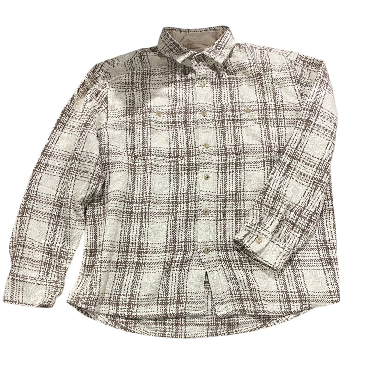 AE, Men's, Textured, Flannel, Shirt, Medium, Cream - Freeman Liquidators