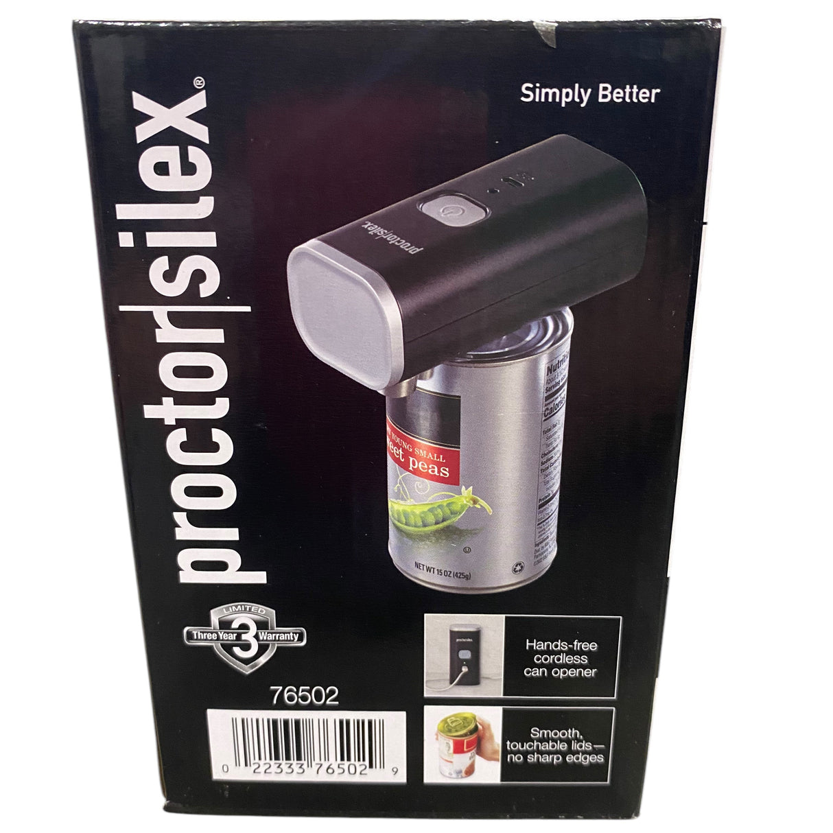 Proctor Silex, Automatic, Electric, Can, Opener, Hands Free, Cordless, USB Rechargeable, Black - Freeman Liquidators