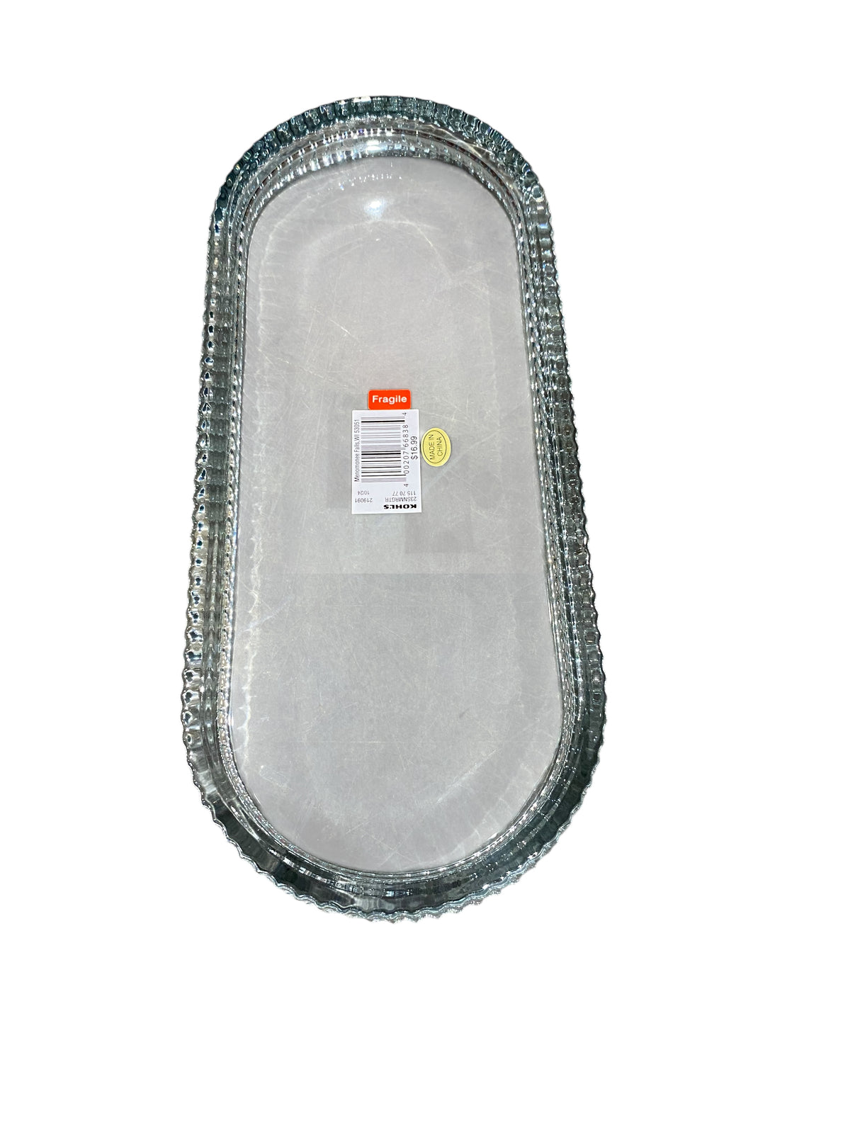 Sonoma, Ribbed Glass, Tray, Aqua - Freeman Liquidators
