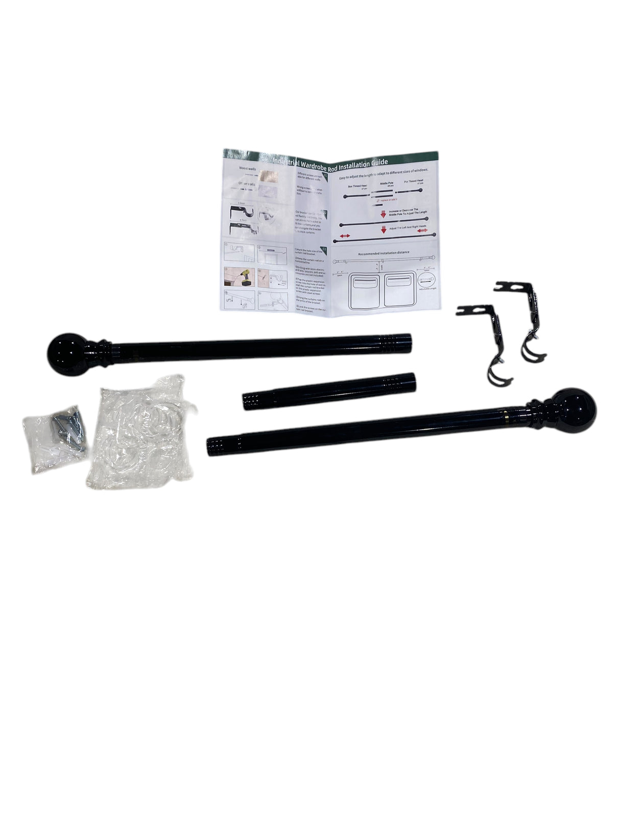 Curtain Rod, 30-46 inch, Black, Metal - Freeman Liquidators