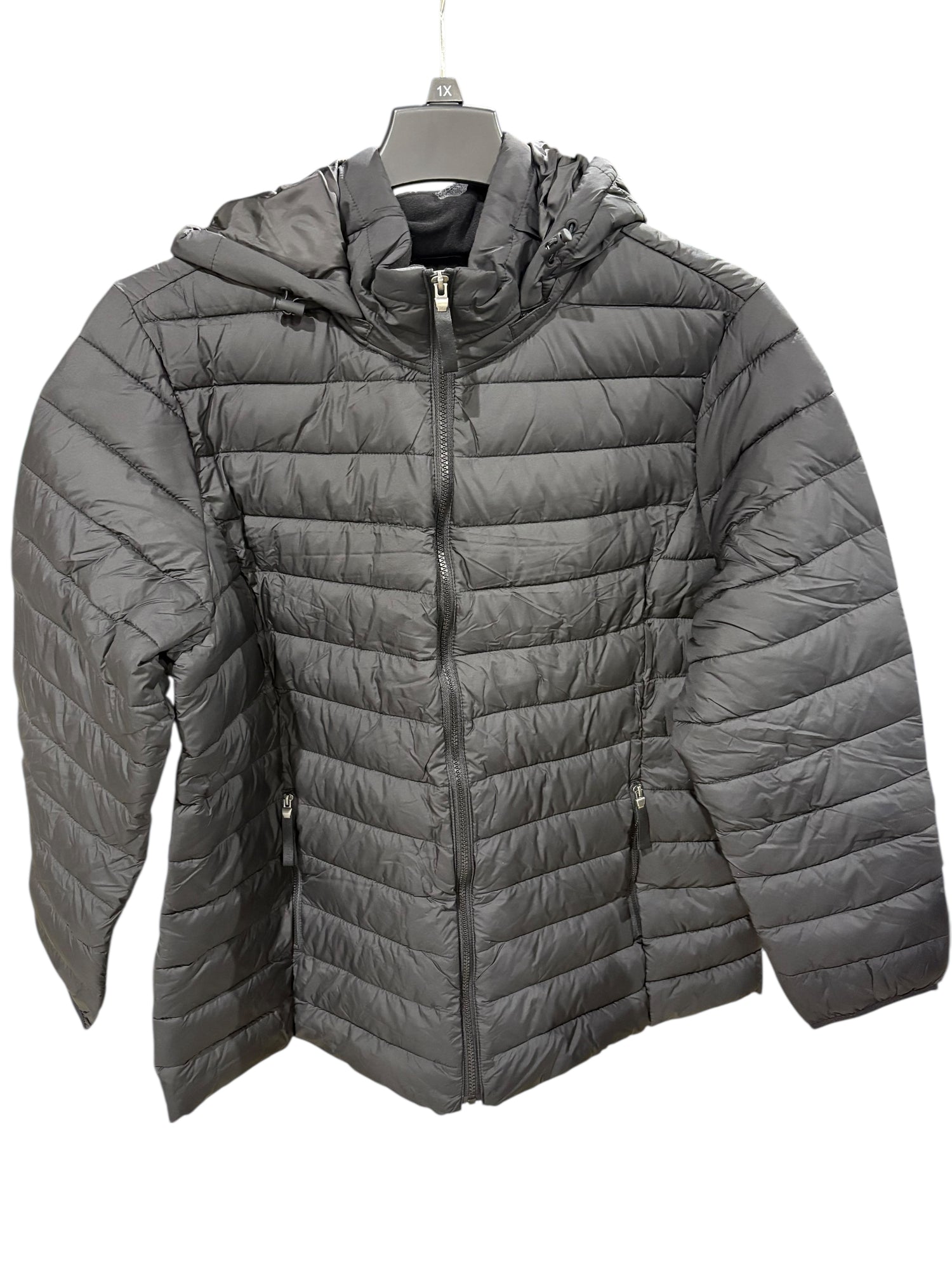 St. John's Bay, Women's, Plus Size, Hooded, Midweight, Puffer Jacket, Black