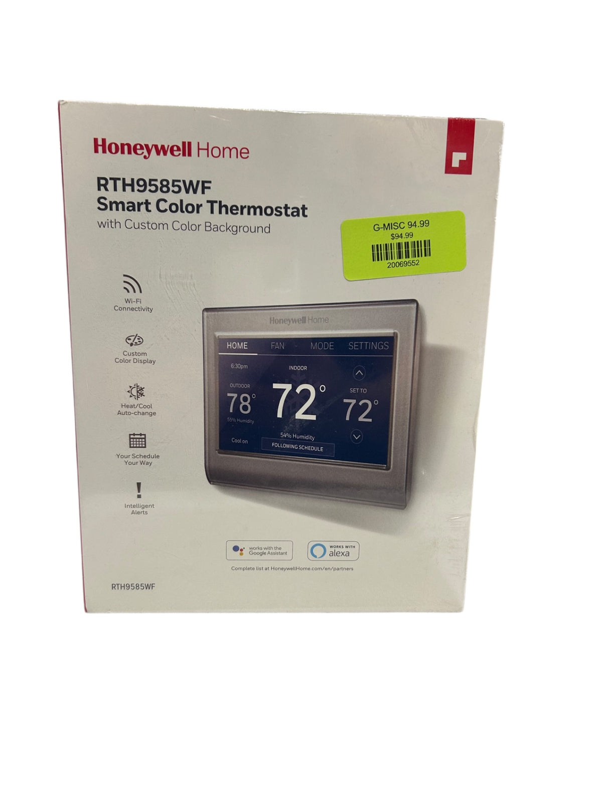 Honeywell Home Honeywell Home Wifi Color Touchscreen Thermostat 2.0: Programmable, Gray, Plastic, 1-Year Warranty - Image 1