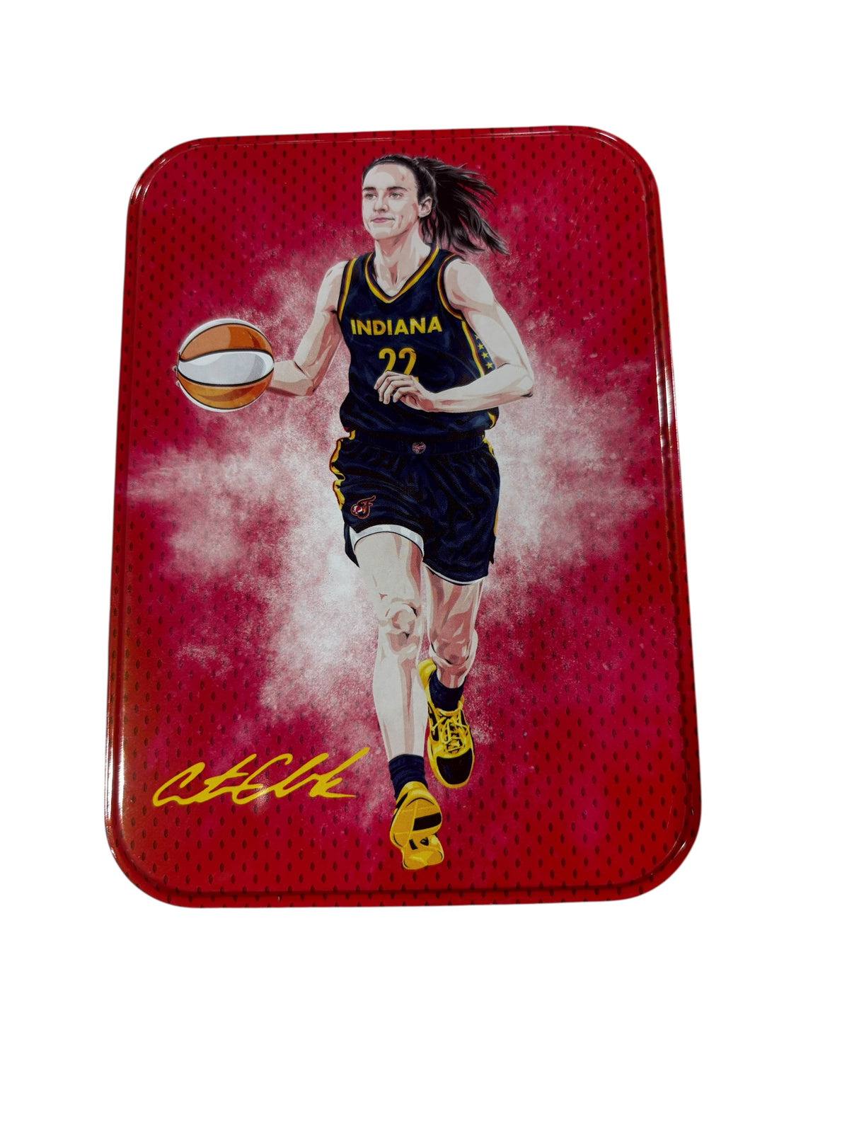 WNBA, Caitlin Clark, Collectible Tin, Empty, NO CARDS, Red/Blue/Yellow