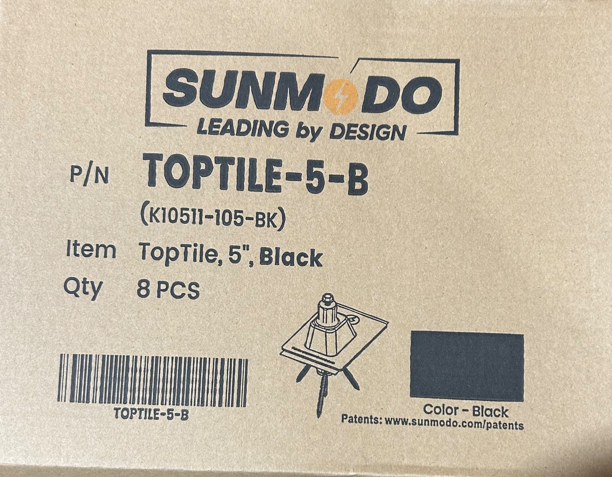 SunModo, TOPTILE‑5‑B, 5" TopTile Deck Mount, Black, (8‑Pack) - Image 1