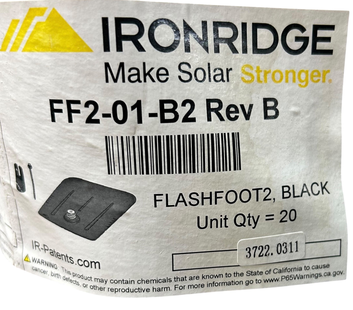 IronRidge FlashFoot2 — Black Roof Attachment, FF2‑01‑B2 Rev B (20 Pack) - Image 1