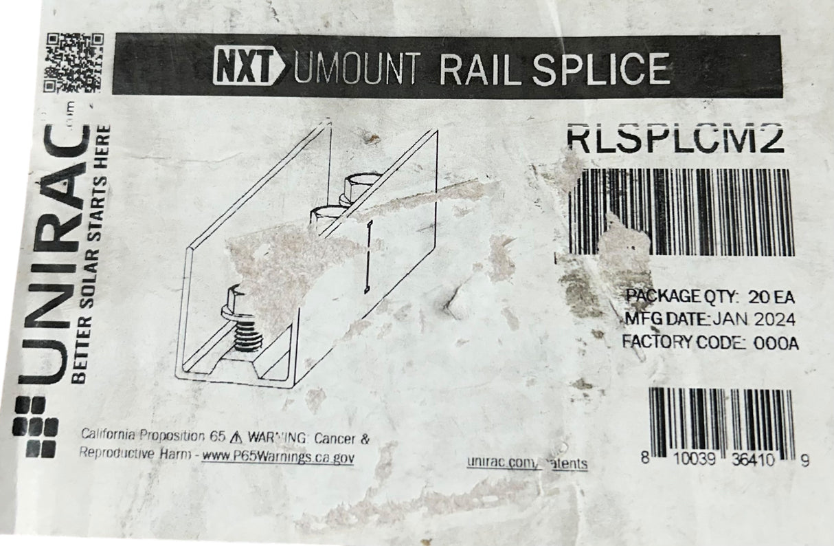 Unirac RLSPLCM2 — U‑Mount Rail Splice for SolarMount Rails - Image 1