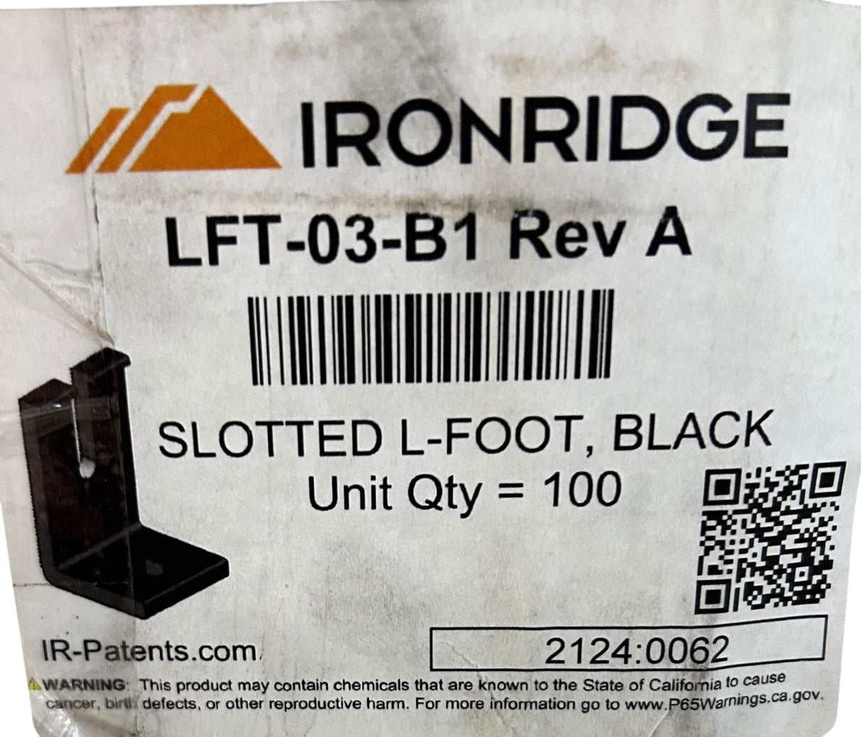 IronRidge LFT‑03‑B1 — Slotted L‑Foot, Black, Rev A (4‑Pack) - Image 1