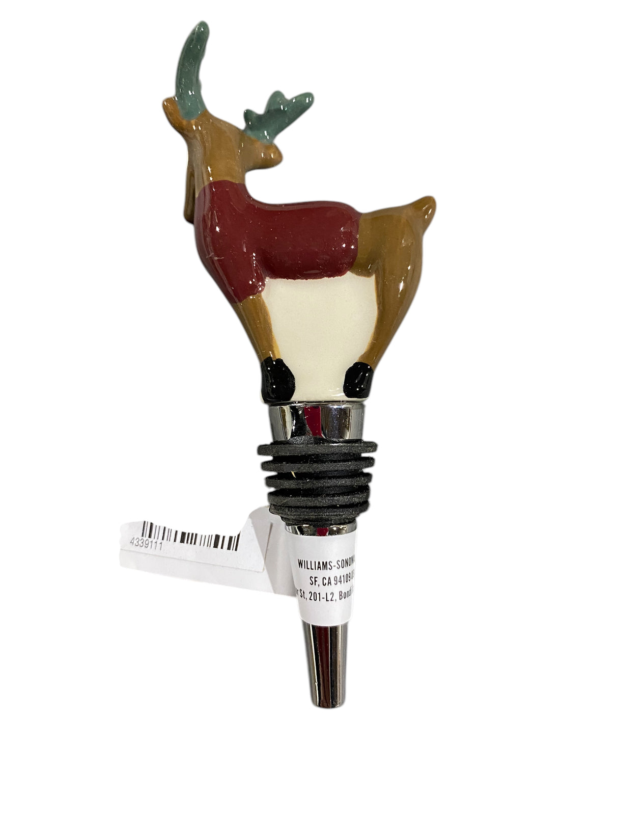 Williams Sonoma, Novelty, Reindeer, Wine Stopper - Freeman Liquidators