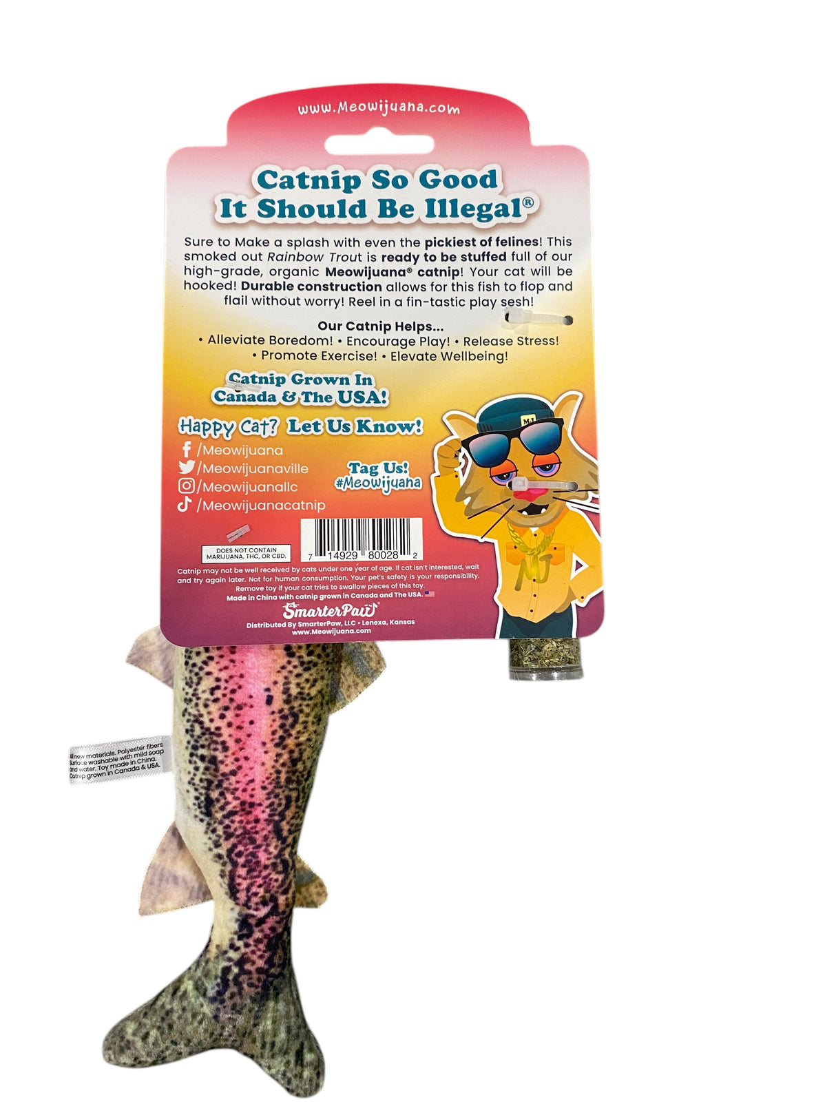 Get Smoked, Rainbow, Trout, Refillable, Cat, Toy - Freeman Liquidators