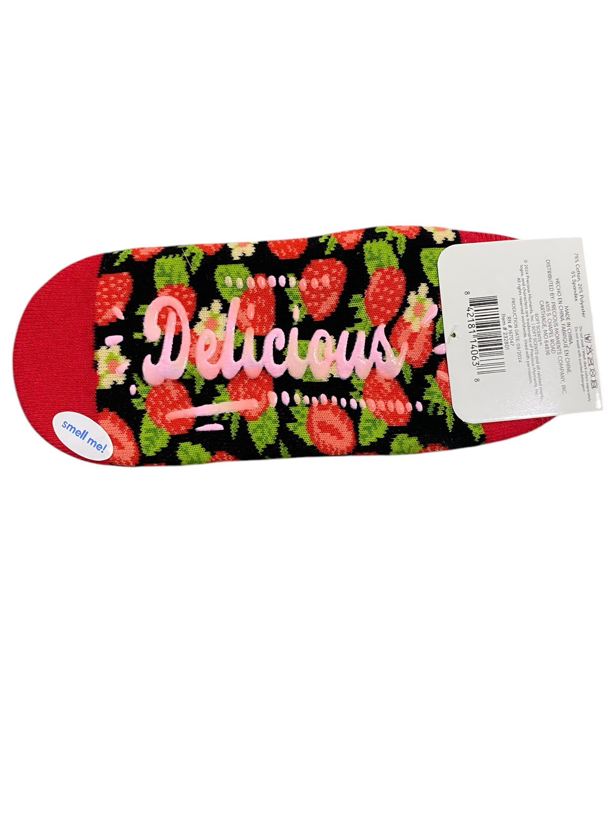 Precious Moments, Anti-Slip, Ballet, Strawberry, Print, Scented, Socks - Freeman Liquidators