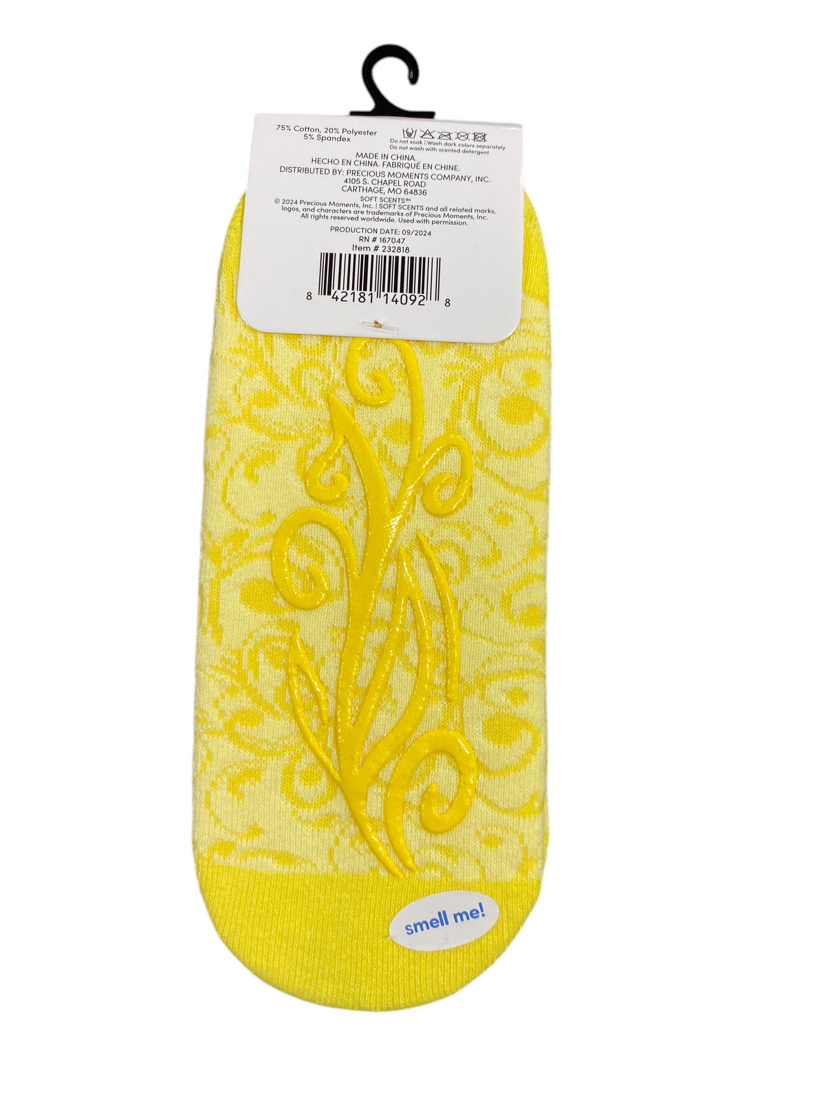 Precious Moments, Anti-Slip, Ballet, Filigree Pattern, Lemon, Scented, Socks - Freeman Liquidators